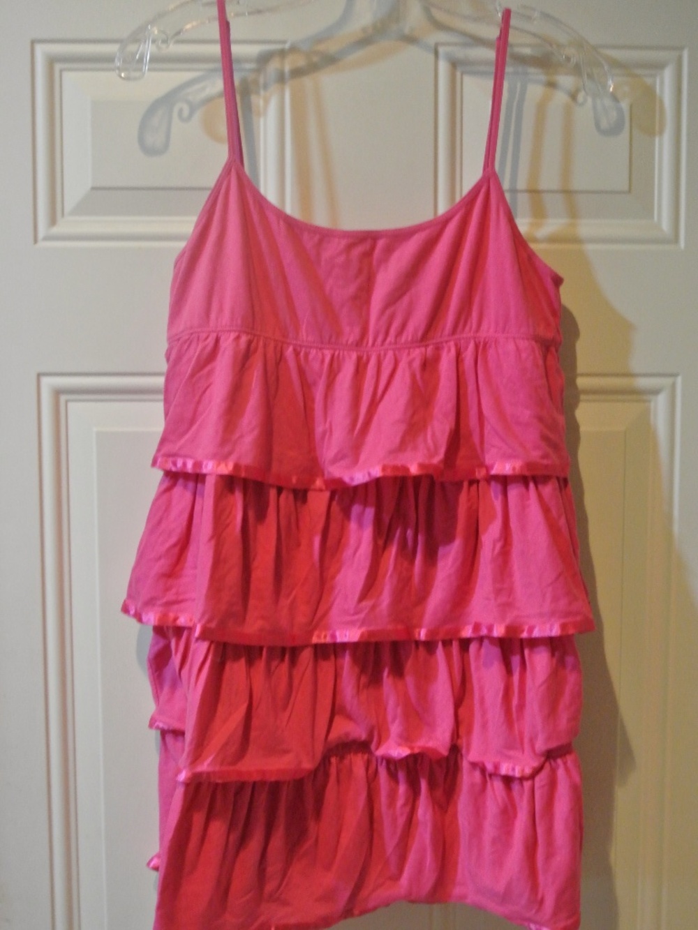 VICTORIAS SECRET PINK, HOT PINK RUFFLE BABY DOLL SLEEPER